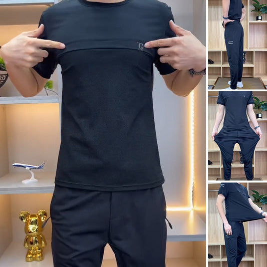 ❄️Pánský sportovní top s krátkým rukávem& Kalhoty dvoudílný set