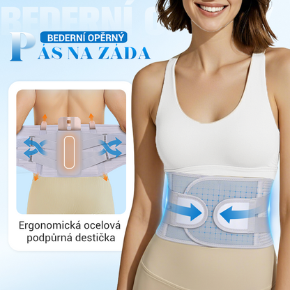 Chránič pasu s prodyšnou ocelovou deskou a lisovanou síťovinou s hea