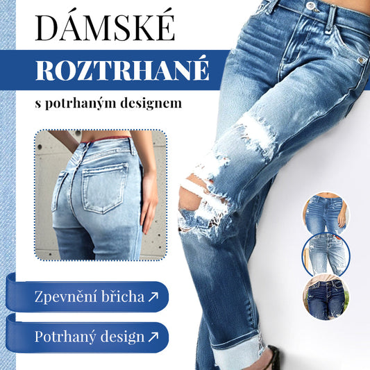 🔥👖 Dámské bavlněné džíny s potrhaným designem