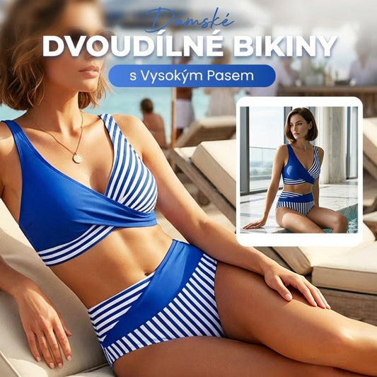 👙 Barevně blokované bikiny S-3XL: Stylové a tvarující dvoudílné plavky 🌊