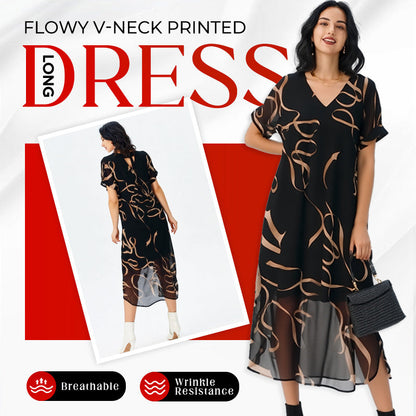 👗Splývavá sukně do V se středně dlouhým výstřihem