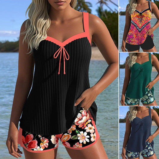 【S-3XL】👙Souprava horního dílu plavek a šortek s potiskem