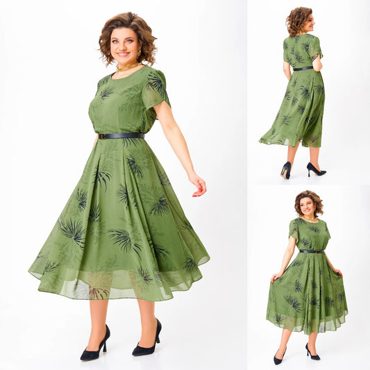 🌸Dámské midi šaty do A s páskem