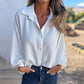 💕 Stylová jednobarevná dámská košile Button-Up