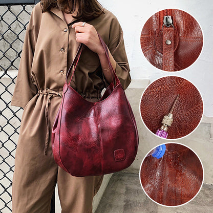 【🎊2025 Nové výrobky】👜Dámské Vintage měkké kožené tašky přes rameno velké kapacity