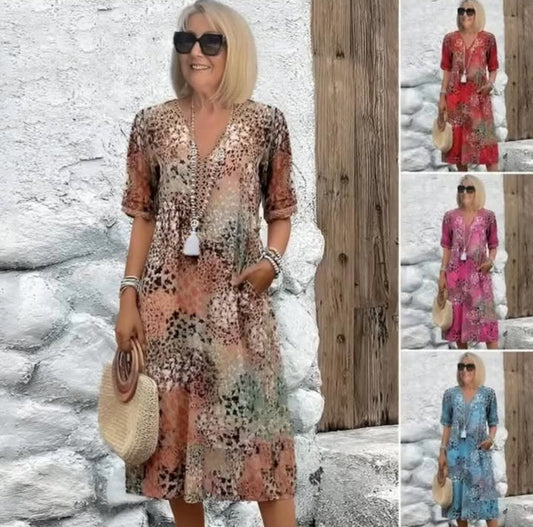 【S-3XL】💮Dýchatelné šaty s vintage potiskem