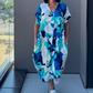 🌿Dámské elegantní šaty s V‑výstřihem a potiskem S–3XL
