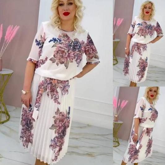 👗 Dámské plisované šaty s kulatým výstřihem