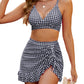 👙Vysoký pas bikiny sety dámské bříško kontrola Gingham