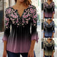 Dámské elegantní květinové tisk V-Neck Top