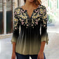 Dámské elegantní květinové tisk V-Neck Top