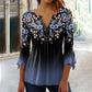 Dámské elegantní květinové tisk V-Neck Top