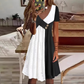 👗 Dámské elegantní patchworkové šaty s výstřihem do V