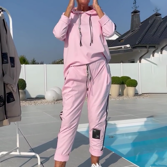 💖Dámská mikina s kapucí a tepláky, 2dílná příležitostná souprava
