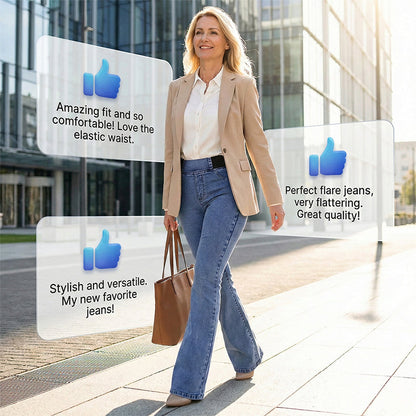 👖 Dámské džínové kalhoty s vysokým pasem a rozšiřujícími se nohavicemi