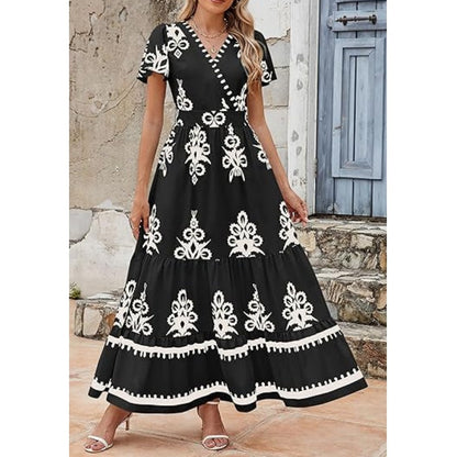 👗Dámské ležérní maxišaty s výstřihem do V ve stylu boho🌺