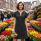 👗Dámské krátké rukávy V-výstřih džínové šaty