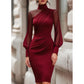 Dámské šaty bodycon s falešným výstřihem a síťovinou