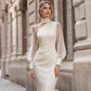 Dámské šaty bodycon s falešným výstřihem a síťovinou