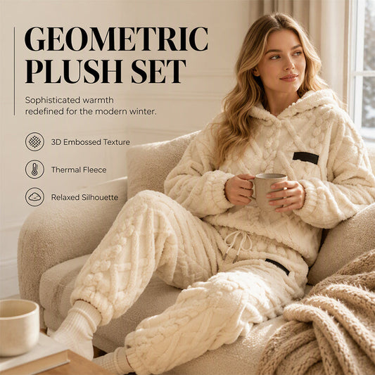 🔥✨ Dámská 2dílná souprava s 3D geometrickým reliéfem z fleece