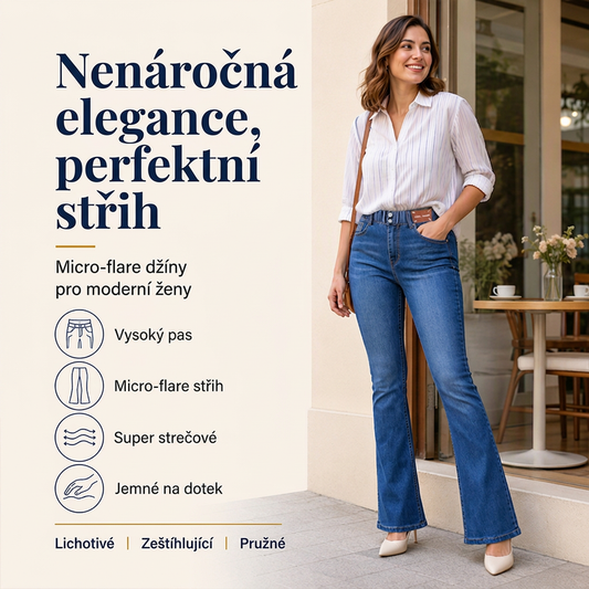 💖☁️ Dámské džíny s vysokým elastickým pasem a zvonovými nohavicemi – 3/4 i plná délka, s podložkou i bez, S–4XL👖
