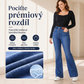 💖☁️ Dámské džíny s vysokým elastickým pasem a zvonovými nohavicemi – 3/4 i plná délka, s podložkou i bez, S–4XL👖