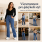 💖☁️ Dámské džíny s vysokým elastickým pasem a zvonovými nohavicemi – 3/4 i plná délka, s podložkou i bez, S–4XL👖