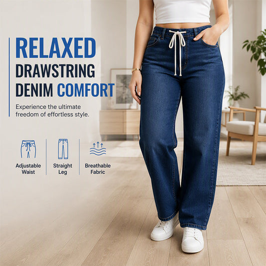 👖 Nastavitelný pas, lichotivý široký střih | Dámské džíny na stahování