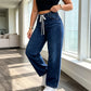 👖 Nastavitelný pas, lichotivý široký střih | Dámské džíny na stahování