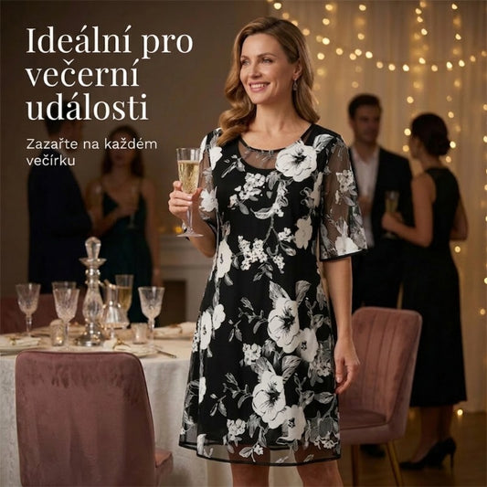 Dámské elegantní šaty z šifonu s květinovým potiskem